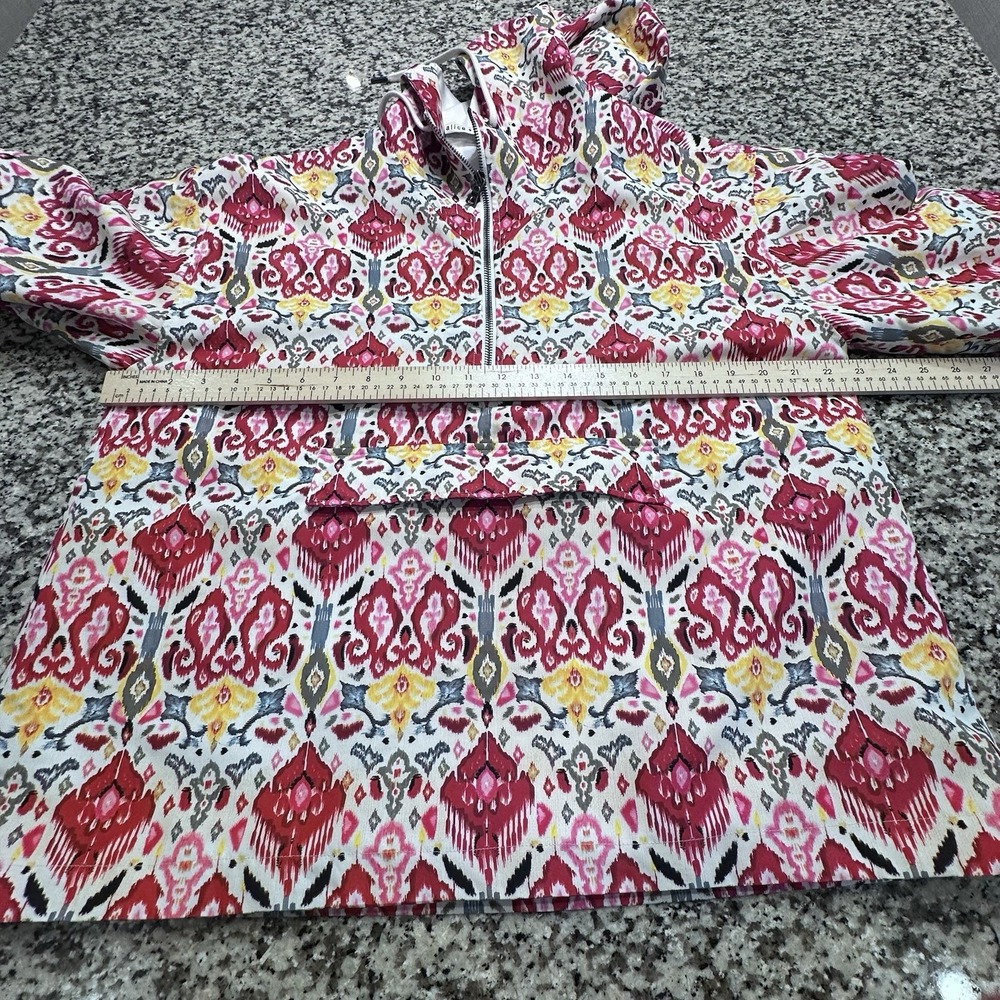 Alice + Olivia Anorak Half-Zip Hoodie Vntg Malibu Print Boho Sz Lg See Descript - Picture 8 of 11